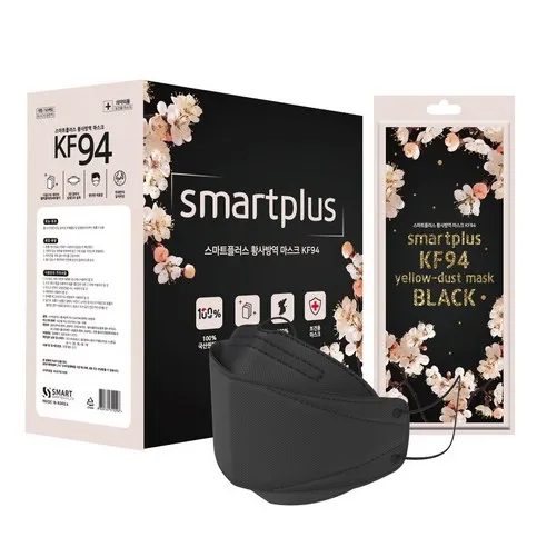 스마트플러스 KF94 블랙 벚꽃에디션 마스크 개별포장 대형 50매입 성인용, 50개입, 블랙, 2개