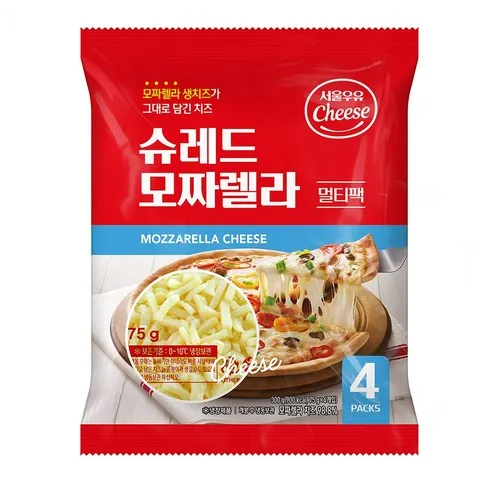 서울우유 슈레드 피자치즈 멀티팩 75g X 4 모짜렐라 자연치즈 아이스박스 아이스팩 포함, 300g, 1개