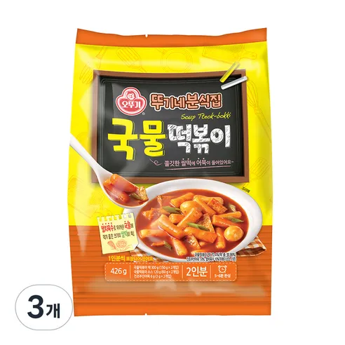 오뚜기 뚜기네분식집 국물떡볶이, 426g, 3개