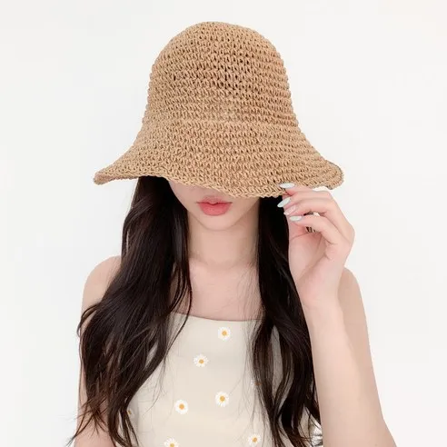 블루씨티 여름 밀짚 와이어 라탄 모자