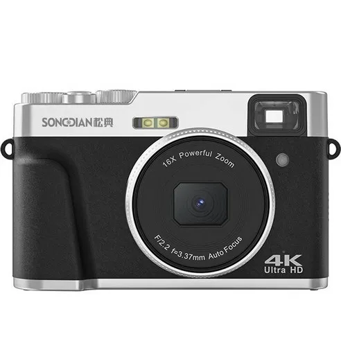 Songdian 4K 레트로 디지털 카메라 + 128GB 메모리 카드