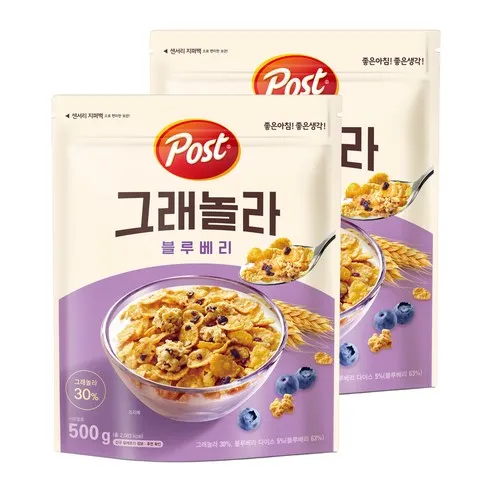 포스트 그래놀라 블루베리 시리얼, 500g, 2개