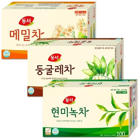 동서 현미녹차100T+둥글레차100T+메밀차100T 1.5ml, 100개, 3개